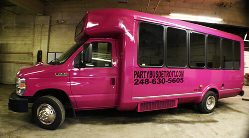 24 Passenger Pink Limousine Bus